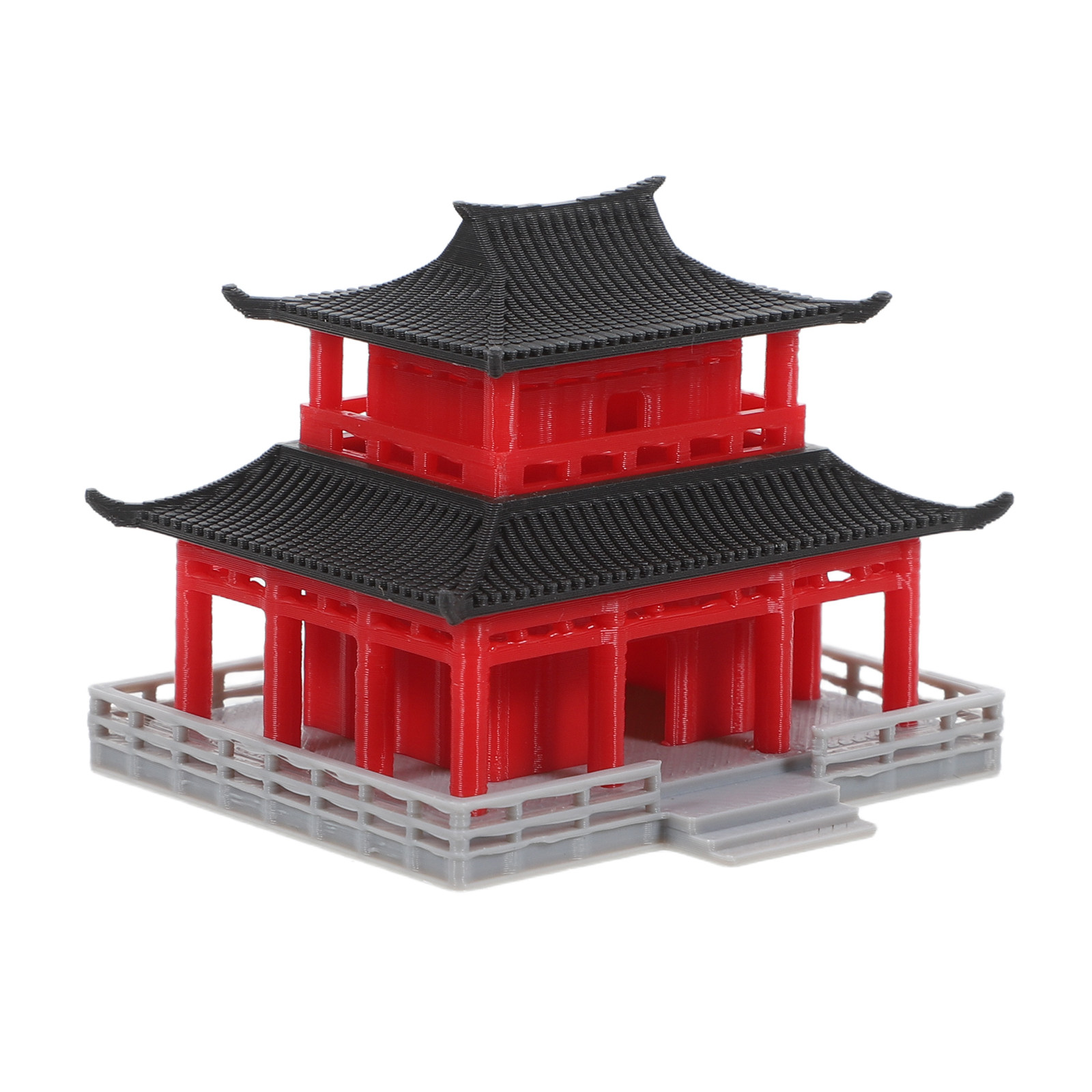 Aquarium Decor - Black Red Ancient Chinese Pavilion Aquarium