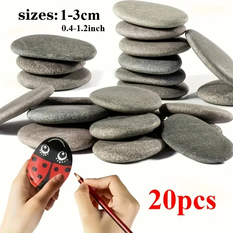 Fish Tank Gravel - 20Pcs Natural River Rocks Smooth Flat