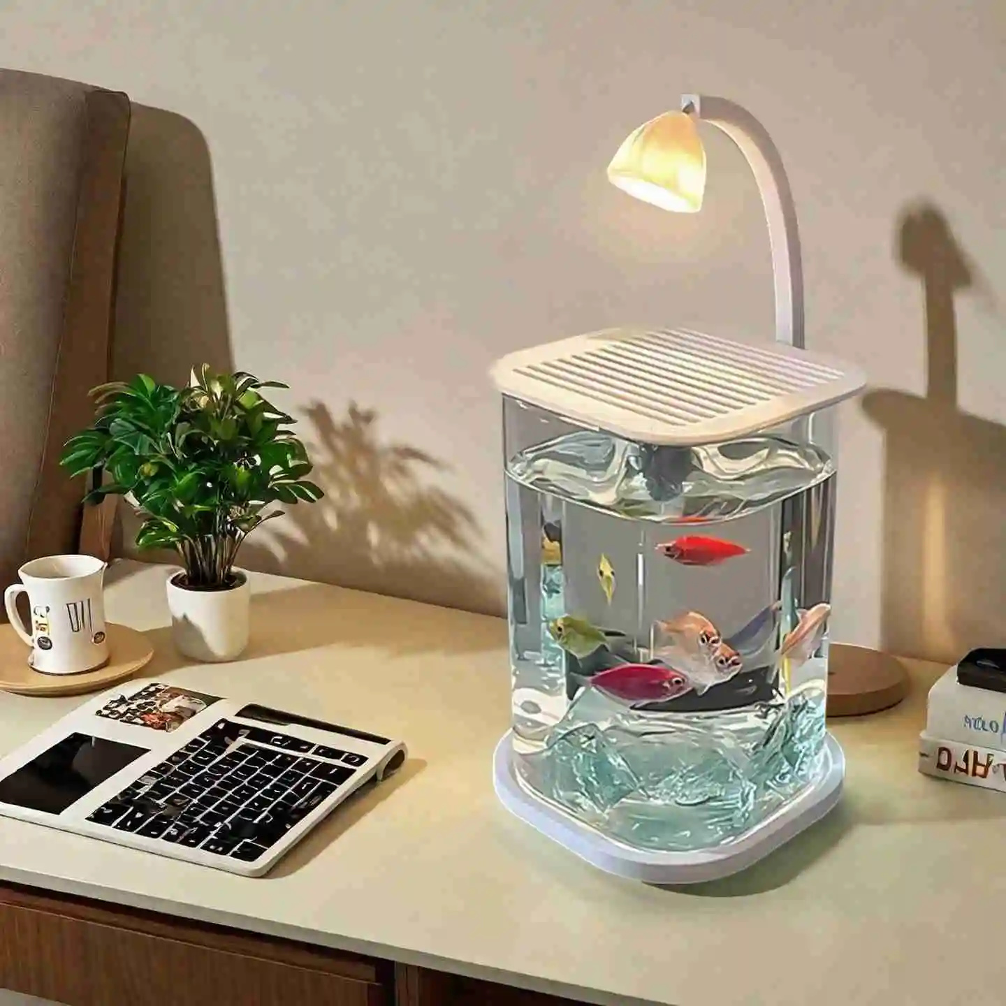 Betta Fish Tank - Mini Betta Fish Glass Tank Desktop
