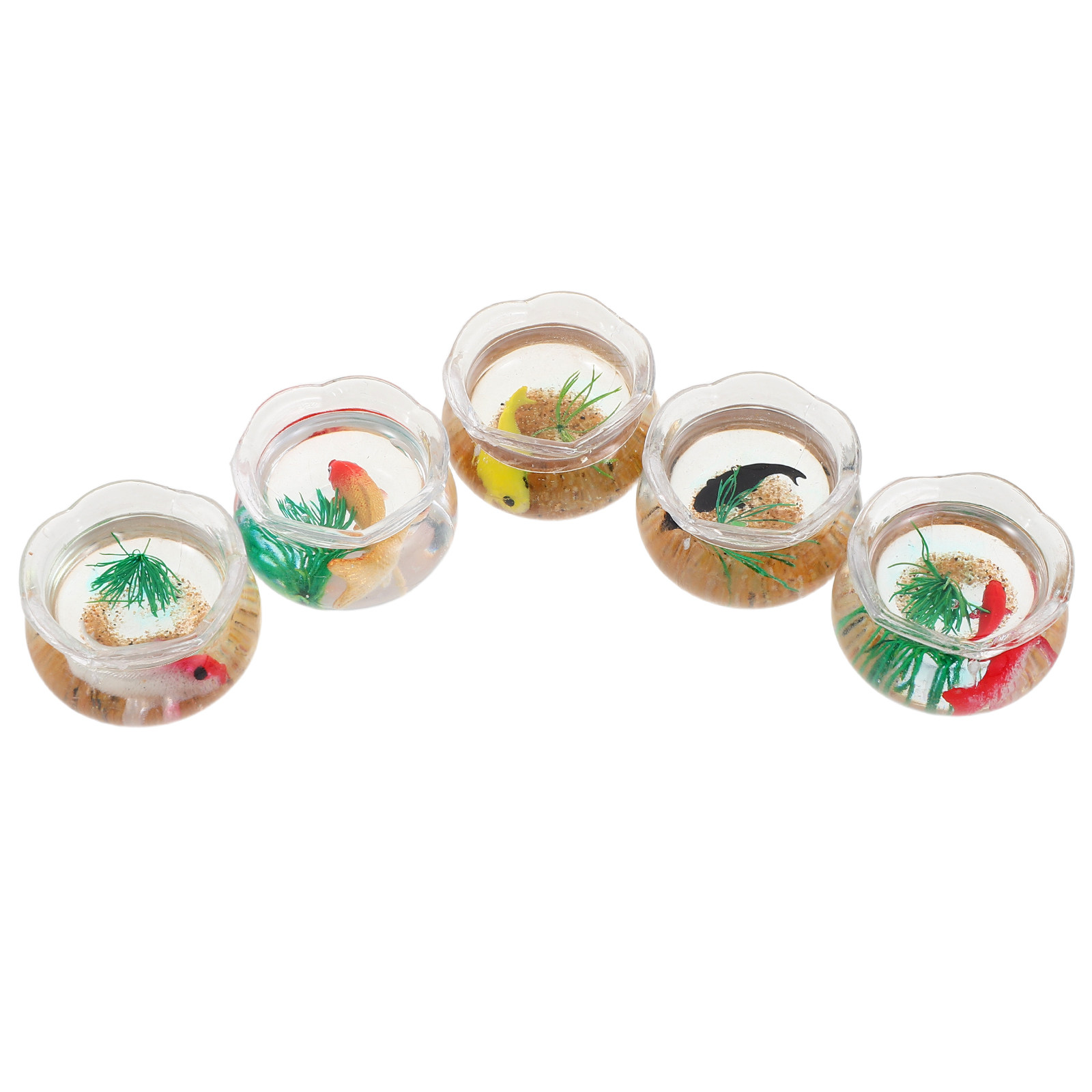Aquarium Plants - 5Pcs Mini Fish Bowl Realistic Koi