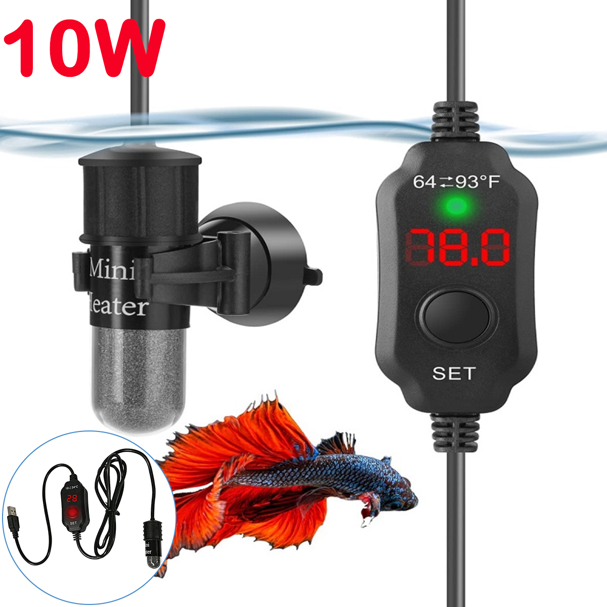 10W Adjustable Aquarium Heater - огляд і ціна Fish Tank Heater