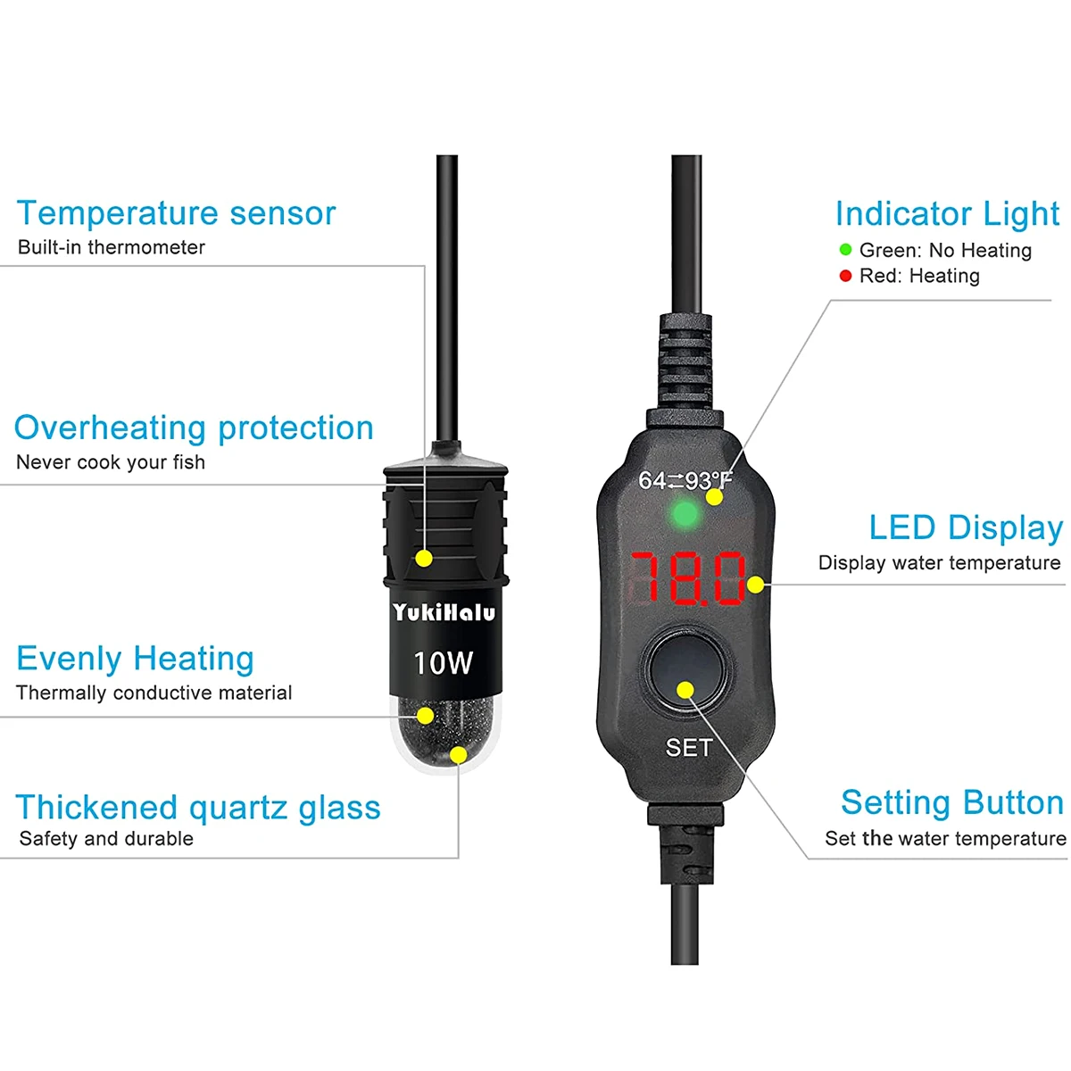 10W Adjustable Aquarium Heater - огляд і ціна Fish Tank Heater